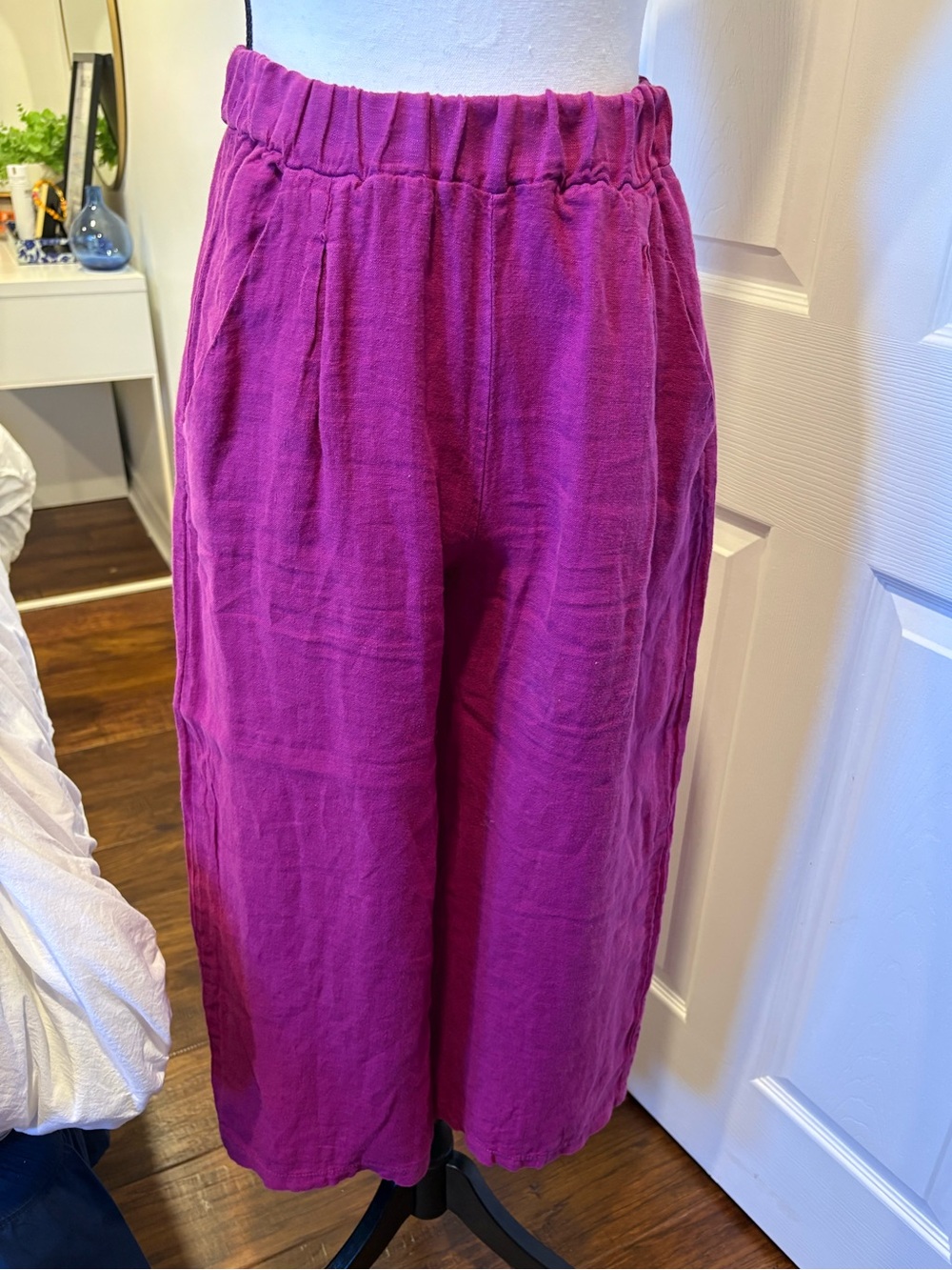 Pistache Italy 100% Linen Magenta Balloon Harem Pants XS